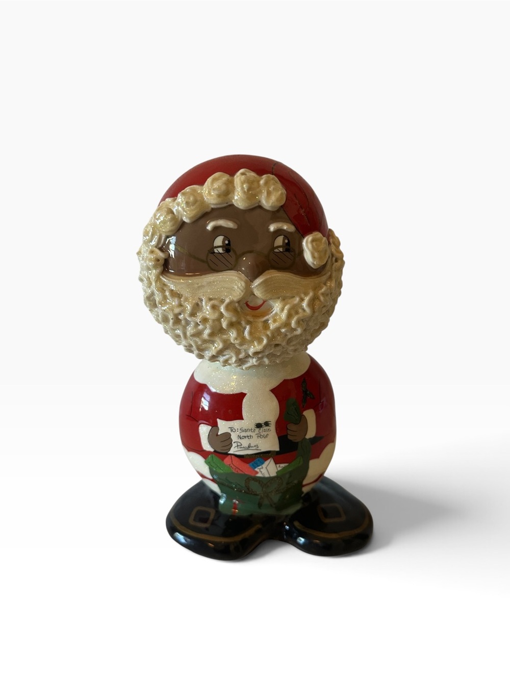 Whimsical Santa Figurine - Red and Cream Holiday Accent Traditions-N-Stone Heavy